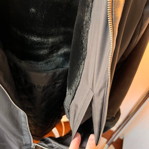 MARC New York Winter Black Fabric/Leather/Fur Trimmed Coat - Picture 2 of 6